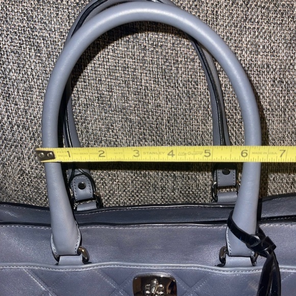 Coach Chelsea Carryall Gray Leather Turnlock Double Handles Satchel Shoulder Bag - Picture 7 of 10